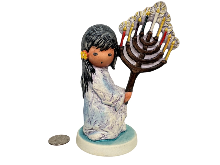 Pair Of Vintage Ted De Grazia Hand Painted Resin Pendants And Vintage 1985 De Grazia Goebel Figurine 5.5H [Photo 2]