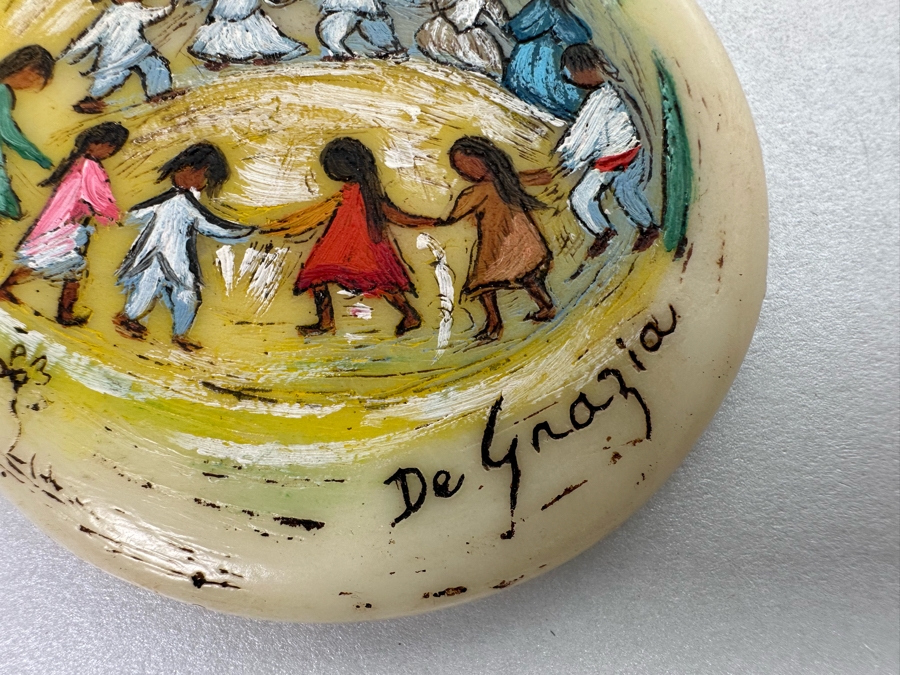 Pair Of Vintage Ted De Grazia Hand Painted Resin Pendants And Vintage 1985 De Grazia Goebel Figurine 5.5H [Photo 12]