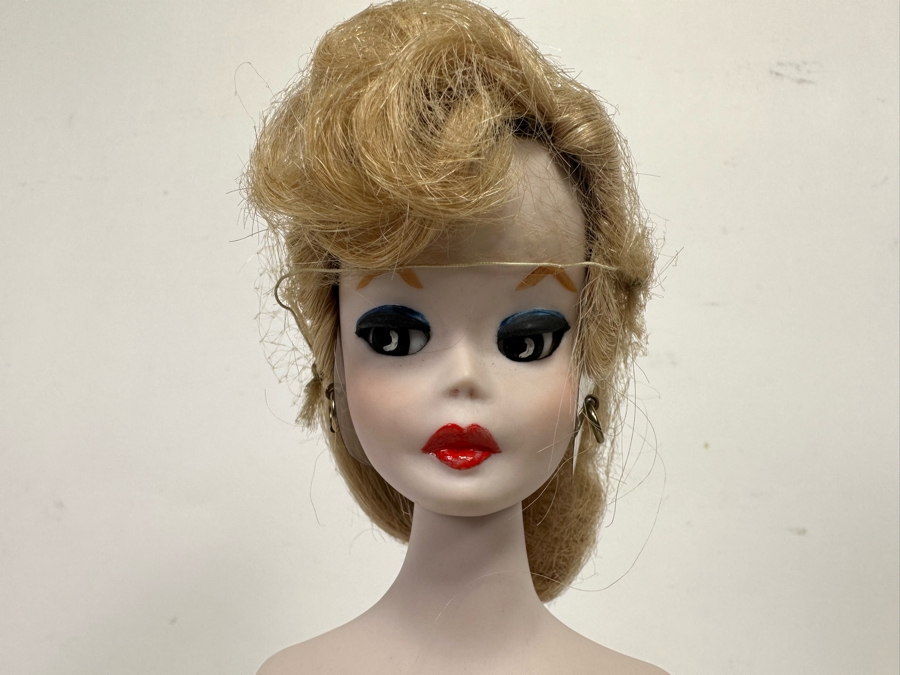 Rare Limited Edition Porcelain Barbie Doll Originally Sold For $550 Each In 1980 By Margaret Marschang And Patricia Wilson 18H Numbered 5 Of 1,000 Modelled After The 1959 Swimsuit Blonde Ponytail Barbie With Wooden Stand [Photo 5]