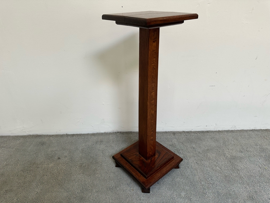 Vintage Wooden Oak Stand 12W X 12D X 34H [Photo 7]