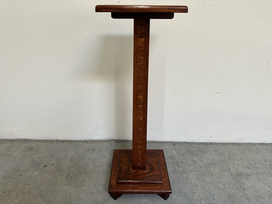 Vintage Wooden Oak Stand 12W X 12D X 34H