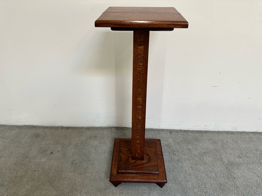 Vintage Wooden Oak Stand 12W X 12D X 34H [Photo 5]