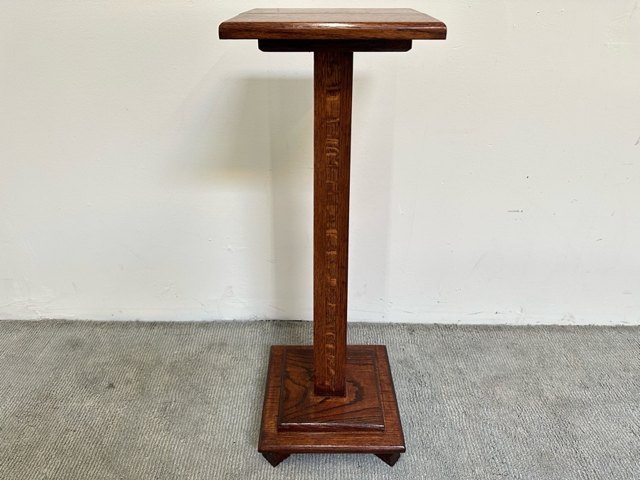 Vintage Wooden Oak Stand 12W X 12D X 34H [Photo 2]