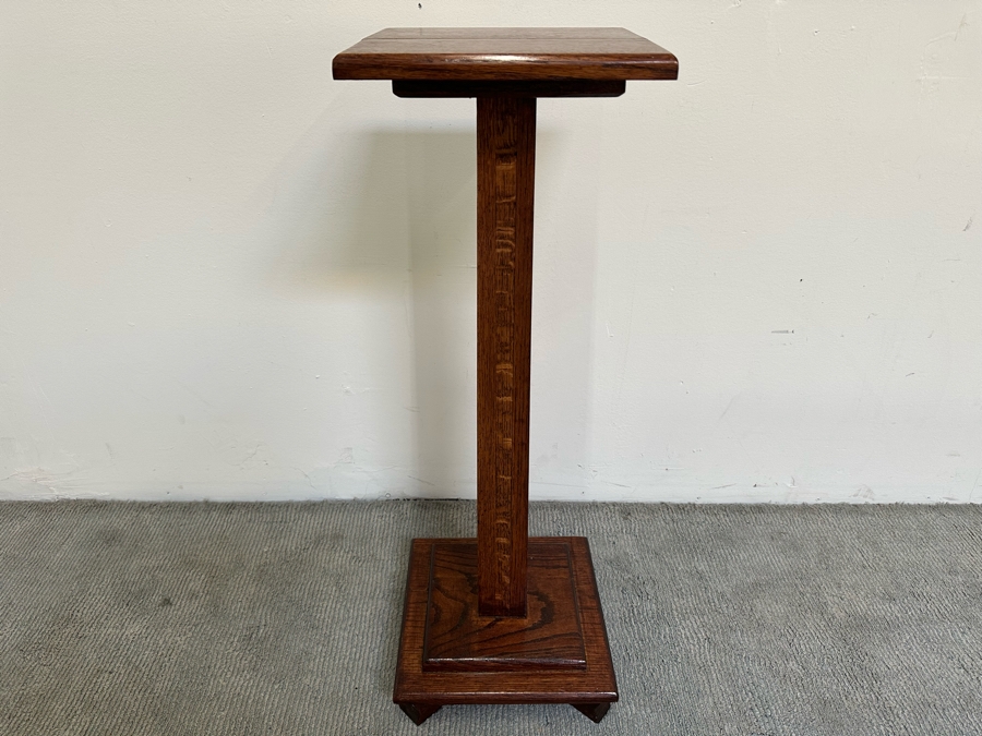 Vintage Wooden Oak Stand 12W X 12D X 34H [Photo 3]