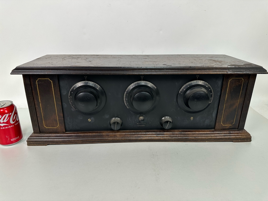 Rare Neo-Dyne Tube Receiver Radio A Product Of Steinway Radio Corporation Chicago Table Model With Hinged Lid 5 Tubes Not Tested 26W X 9D X 9H [Photo 3]