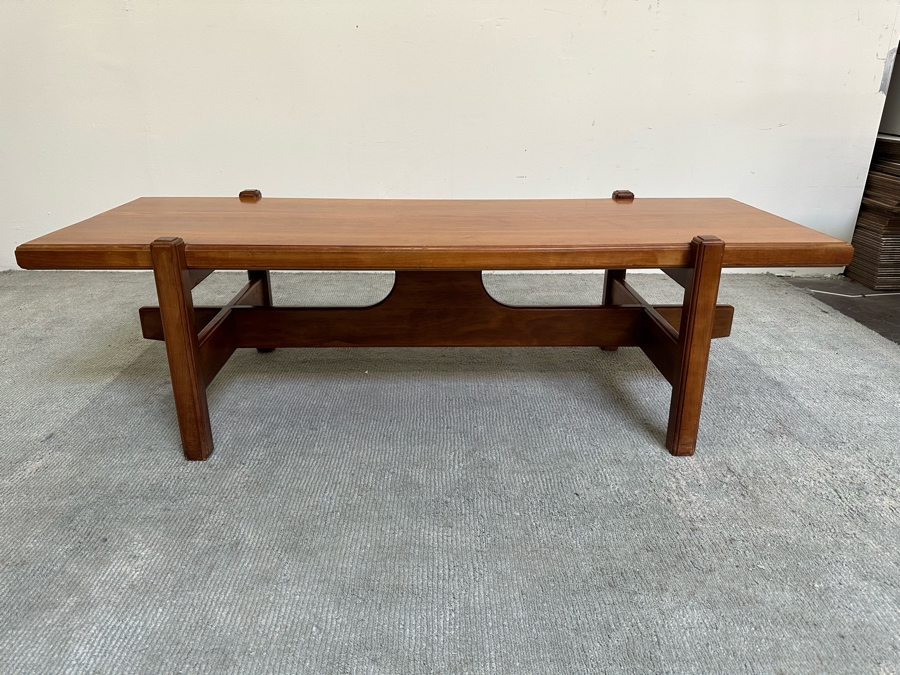 Mid-Century Modern Solid Teak Coffee Table Heavy 60W X 24D X 17H [Photo 5]