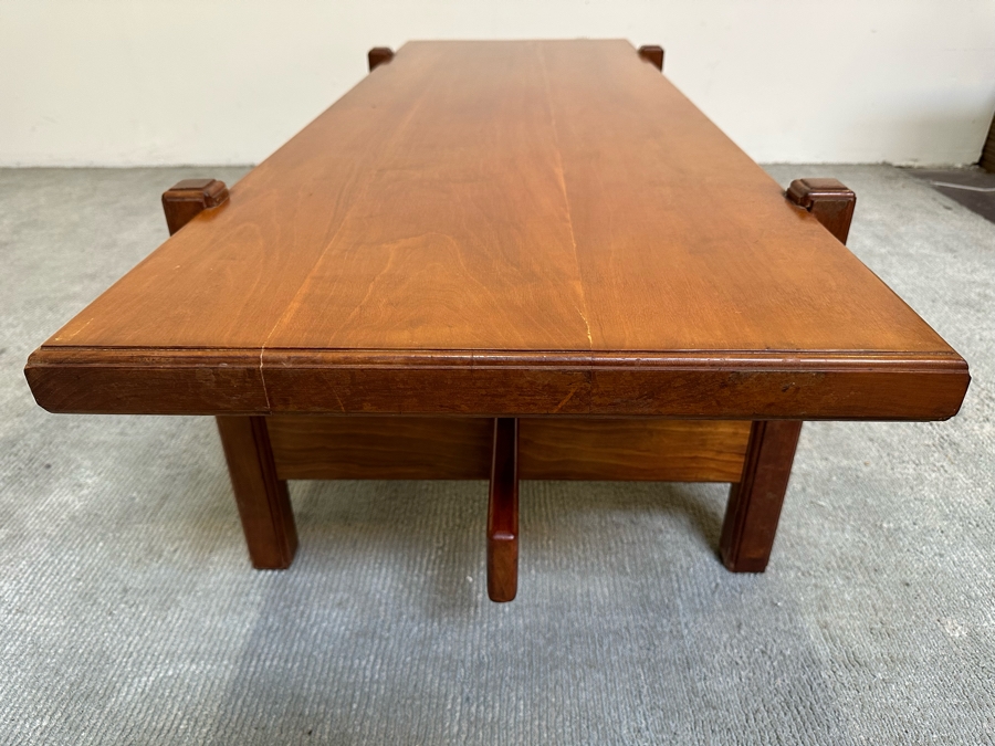 Mid-Century Modern Solid Teak Coffee Table Heavy 60W X 24D X 17H [Photo 12]