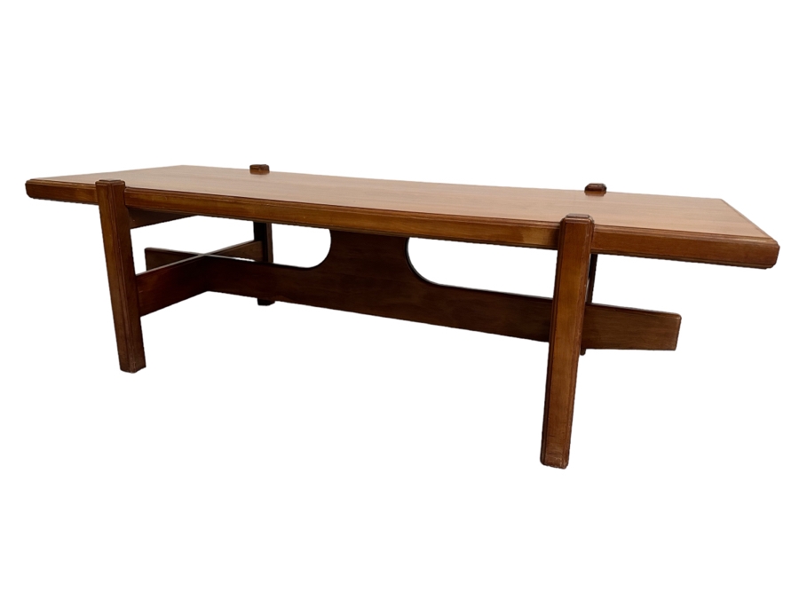 Mid-Century Modern Solid Teak Coffee Table Heavy 60W X 24D X 17H [Photo 2]