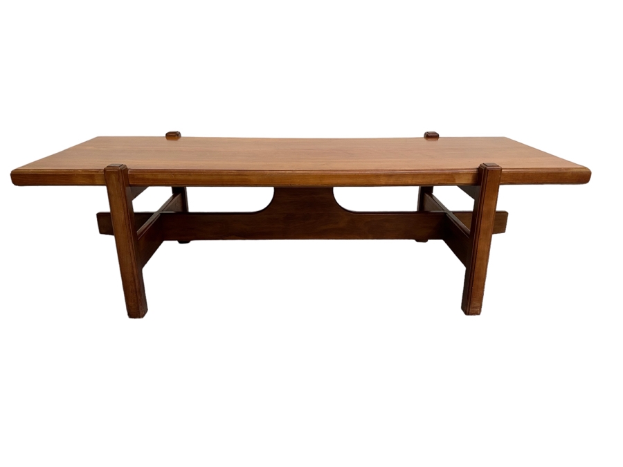 Mid-Century Modern Solid Teak Coffee Table Heavy 60W X 24D X 17H