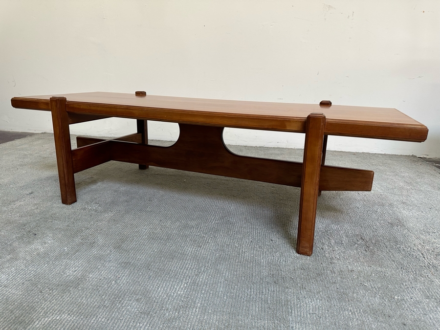 Mid-Century Modern Solid Teak Coffee Table Heavy 60W X 24D X 17H [Photo 9]