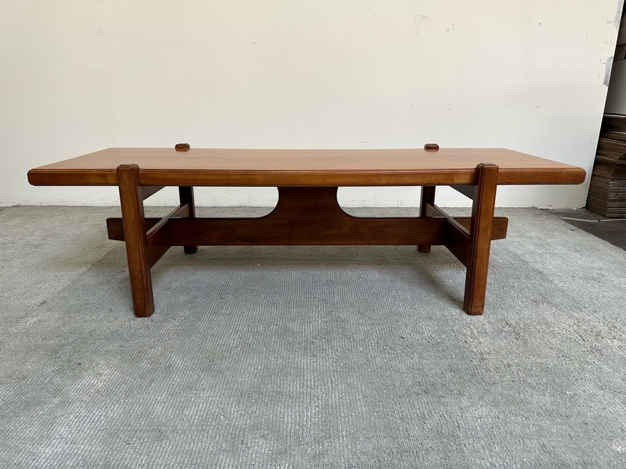 Mid-Century Modern Solid Teak Coffee Table Heavy 60W X 24D X 17H [Photo 4]