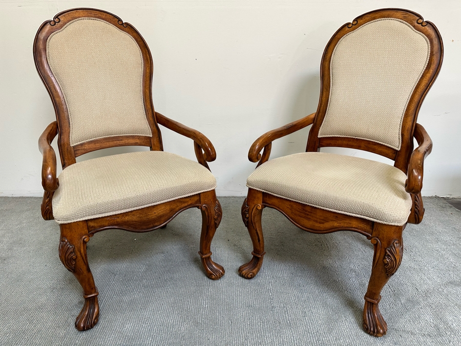 Pair Of Wooden Upholstered Armchairs 25W X 25D X 43H [Photo 4]