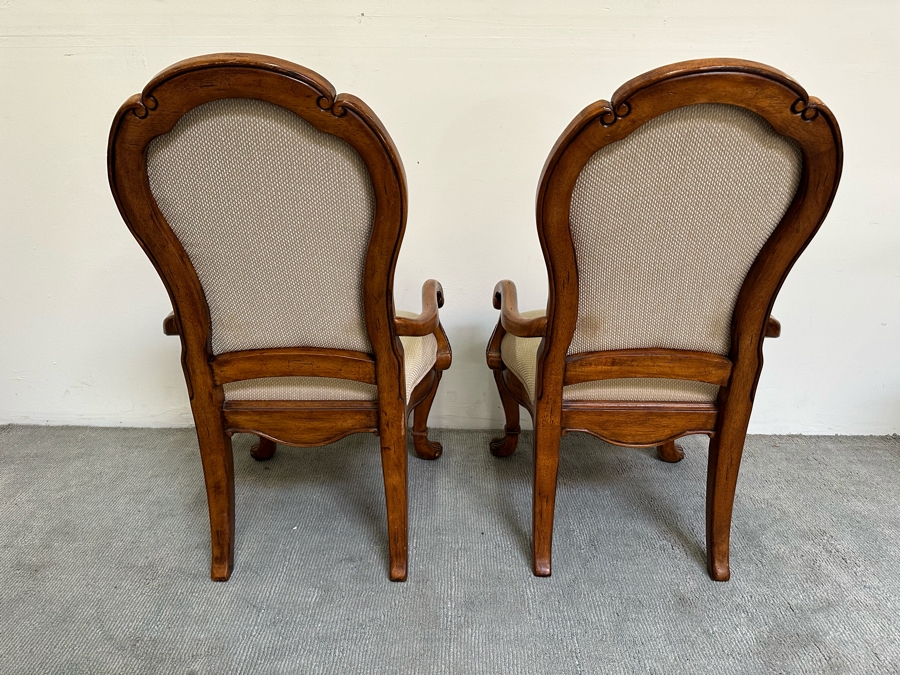 Pair Of Wooden Upholstered Armchairs 25W X 25D X 43H [Photo 8]
