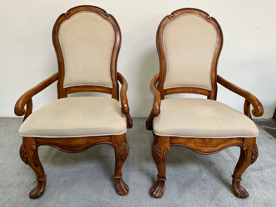 Pair Of Wooden Upholstered Armchairs 25W X 25D X 43H [Photo 2]