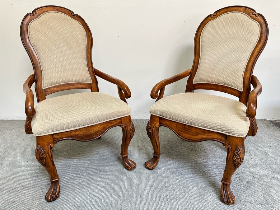 Pair Of Wooden Upholstered Armchairs 25W X 25D X 43H [Photo 5]