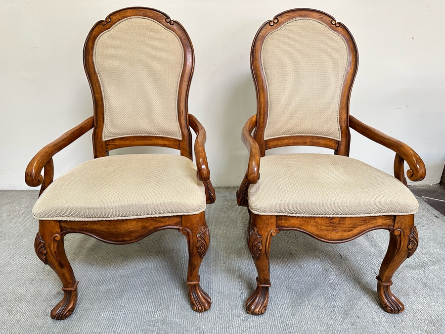 Pair Of Wooden Upholstered Armchairs 25W X 25D X 43H [Photo 3]