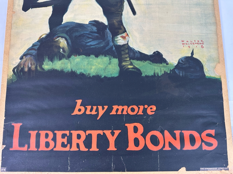 Original 'Come On!' World War I WWI Home Front Bonds Poster By Walter Whitehead (1917/1918) Buy More Liberty Bonds The Strobridge Litho Co See Photos For Damage 19.5 X 29 [Photo 3]