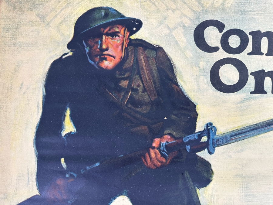 Original 'Come On!' World War I WWI Home Front Bonds Poster By Walter Whitehead (1917/1918) Buy More Liberty Bonds The Strobridge Litho Co See Photos For Damage 19.5 X 29 [Photo 28]