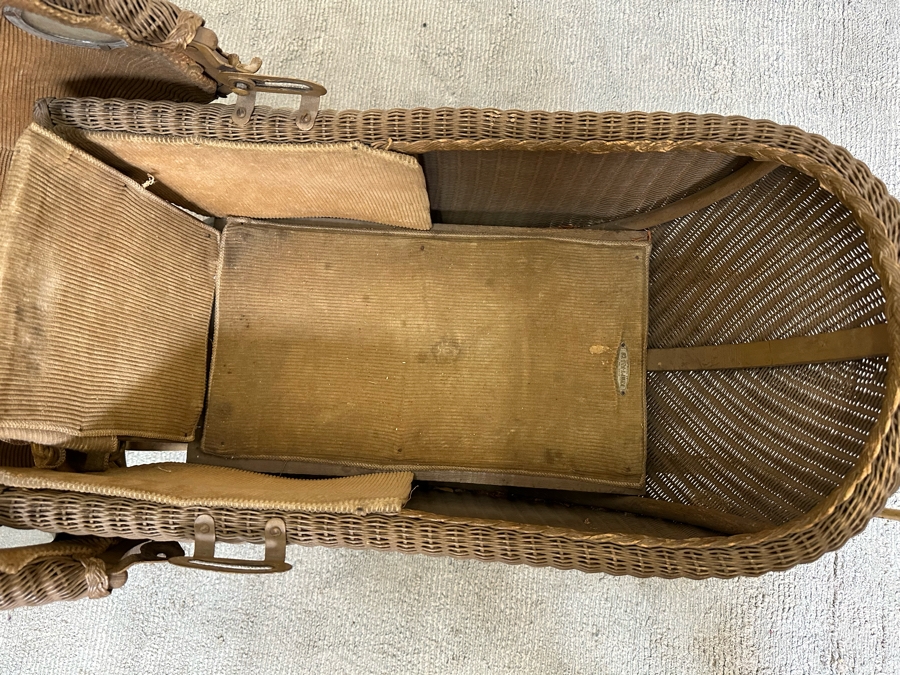 Vintage Kumfy-Kab Co Wicker Doll Carriage Buggy Made In La Porte, Indiana 44W X 17D X 29H  [Photo 19]