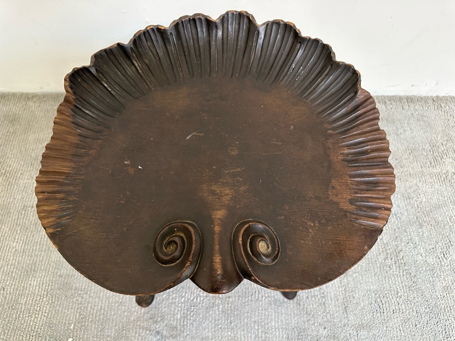 Antique Venetian Carved Wooden Shell Grotto Piano Stool (One Of The Legs Has Been Professionally Restored) 18W X 16D X 18.5H [Photo 5]