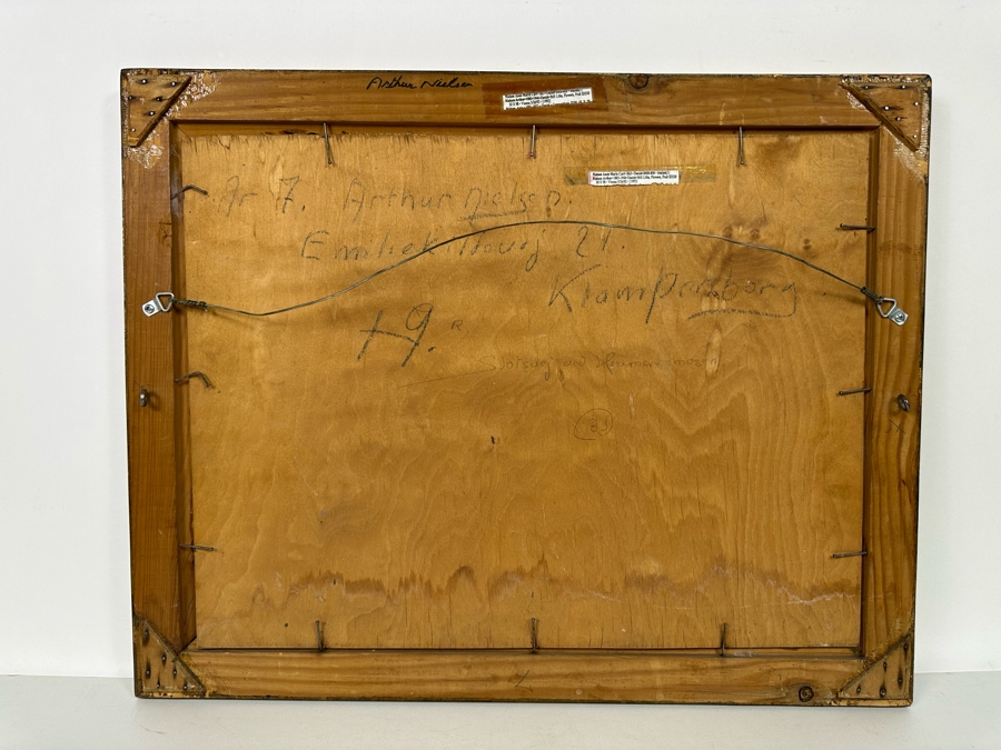 Arthur Nielsen (1883-1946, Denmark) Original Landscape Painting On Canvas Against Board 20 X 15 Framed 23 X 19 Signed 1927 Titled On Verso [Photo 10]