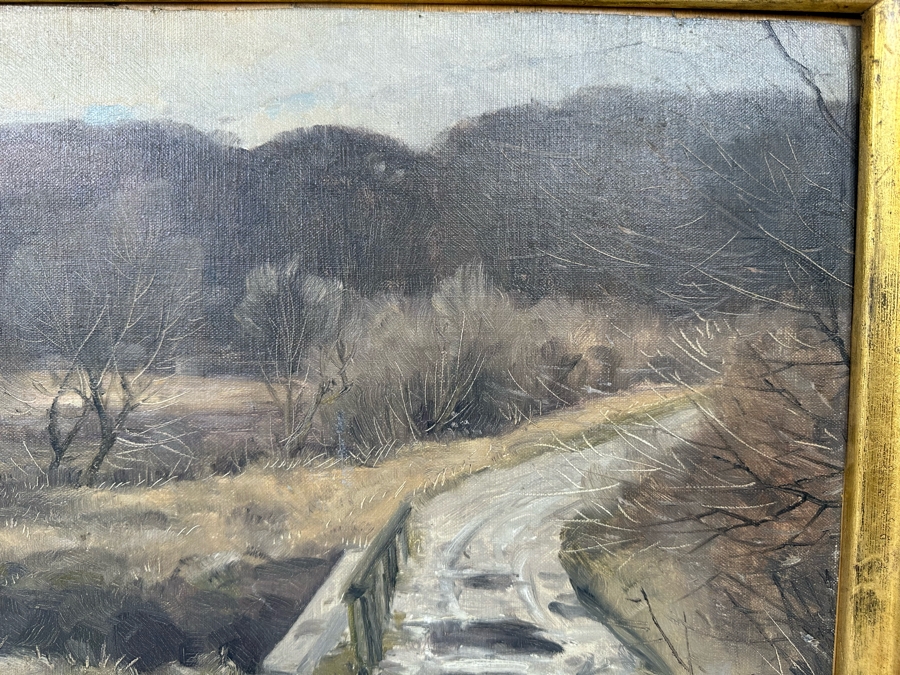 Arthur Nielsen (1883-1946, Denmark) Original Landscape Painting On Canvas Against Board 20 X 15 Framed 23 X 19 Signed 1927 Titled On Verso [Photo 8]