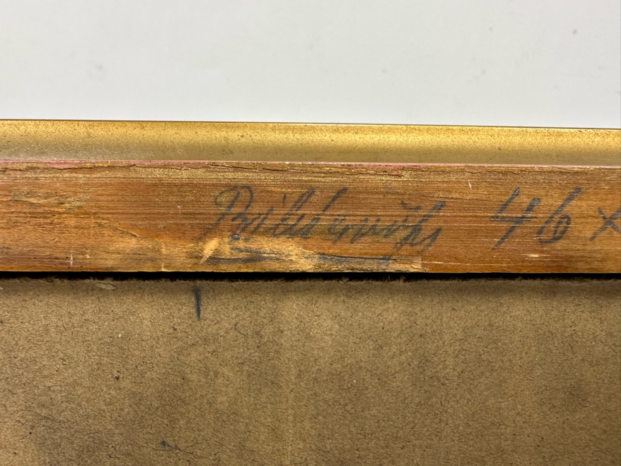 Original Antique Landscape Painting On Board 18 X 11 In Damaged Antique Gilt Frame 20 X 13 Signed R. Charlet? [Photo 22]