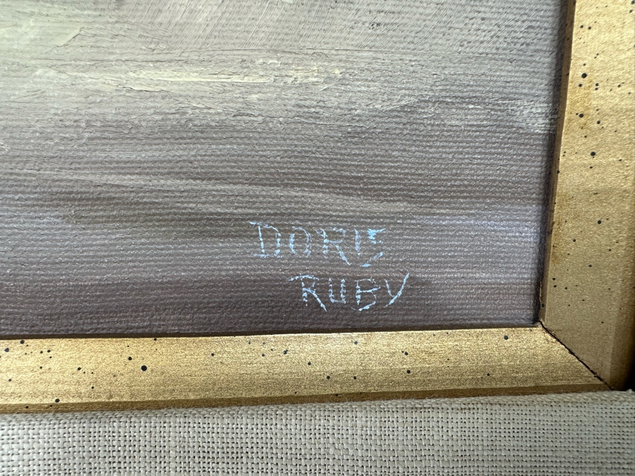 Doris Ruby (B. 1916) Original Desert Landscape Painting On Canvas 20 X 16 Framed 27 X 23 [Photo 8]