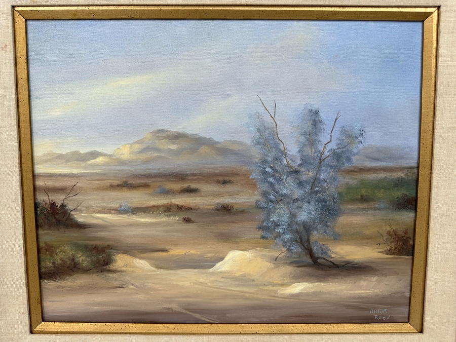 Doris Ruby (B. 1916) Original Desert Landscape Painting On Canvas 20 X 16 Framed 27 X 23 [Photo 5]