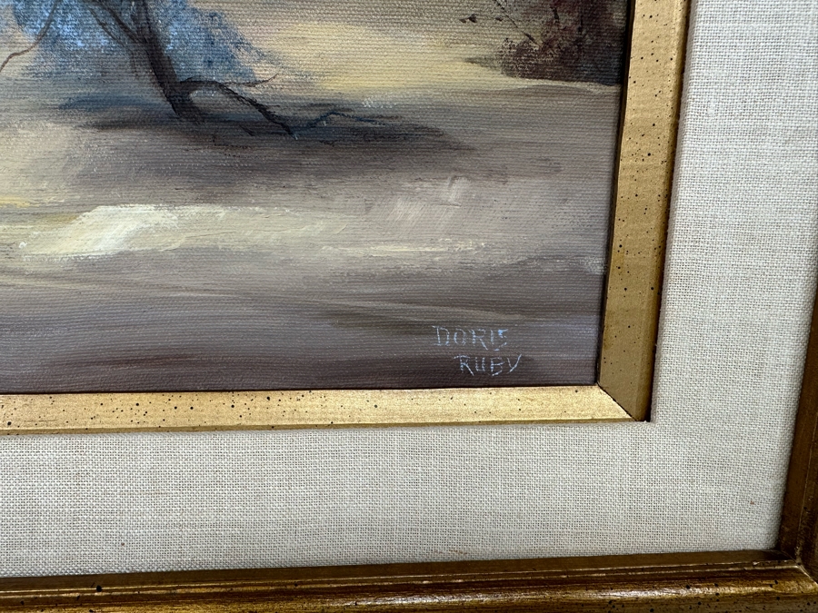 Doris Ruby (B. 1916) Original Desert Landscape Painting On Canvas 20 X 16 Framed 27 X 23 [Photo 9]
