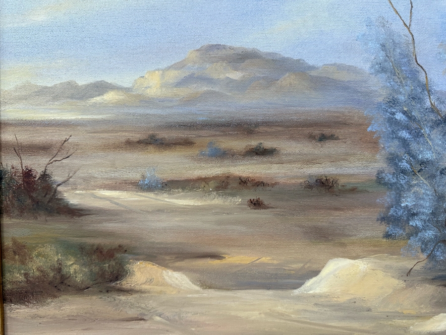 Doris Ruby (B. 1916) Original Desert Landscape Painting On Canvas 20 X 16 Framed 27 X 23 [Photo 7]