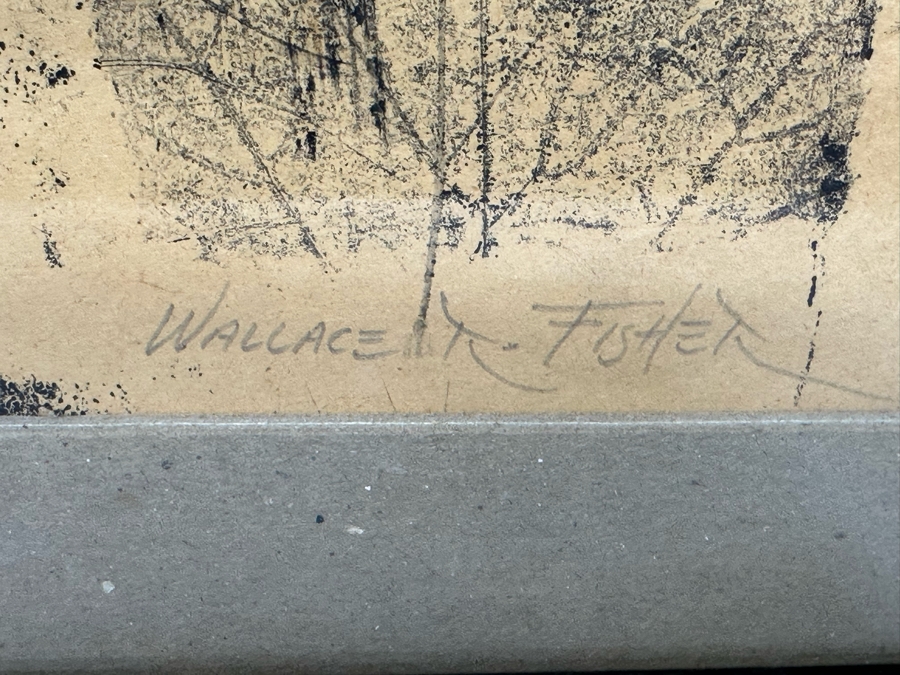 Wallace Fisher Abstract One Of A Kind Paper Monoprint With White Charcoal 16 X 24 Framed 20 X 26 Vintage 1982 With Cert Estimate $1,760 [Photo 13]