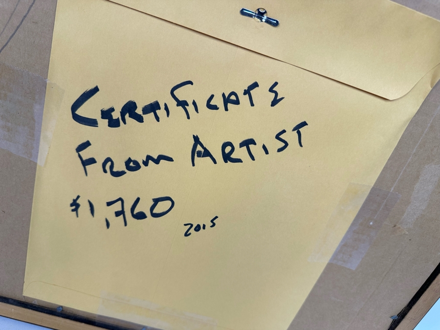 Wallace Fisher Abstract One Of A Kind Paper Monoprint With White Charcoal 16 X 24 Framed 20 X 26 Vintage 1982 With Cert Estimate $1,760 [Photo 20]