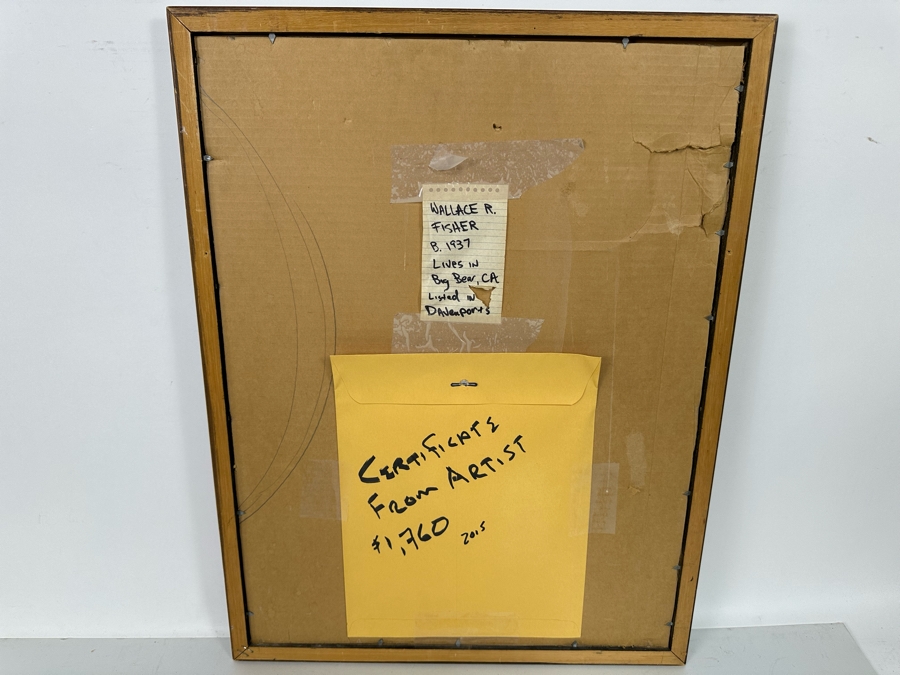 Wallace Fisher Abstract One Of A Kind Paper Monoprint With White Charcoal 16 X 24 Framed 20 X 26 Vintage 1982 With Cert Estimate $1,760 [Photo 18]