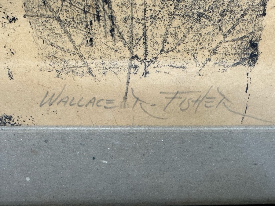 Wallace Fisher Abstract One Of A Kind Paper Monoprint With White Charcoal 16 X 24 Framed 20 X 26 Vintage 1982 With Cert Estimate $1,760 [Photo 12]