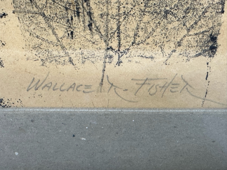 Wallace Fisher Abstract One Of A Kind Paper Monoprint With White Charcoal 16 X 24 Framed 20 X 26 Vintage 1982 With Cert Estimate $1,760 [Photo 11]