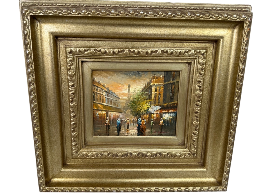Original Parisian Painting On Canvas Signed W. Matthews 10 X 8 Framed [Photo 2]
