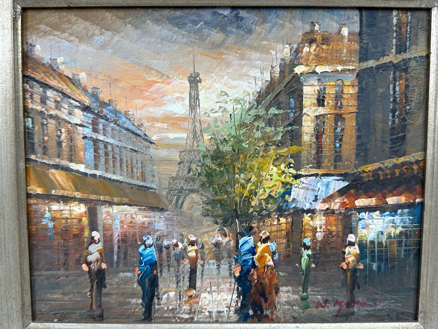 Original Parisian Painting On Canvas Signed W. Matthews 10 X 8 Framed [Photo 14]