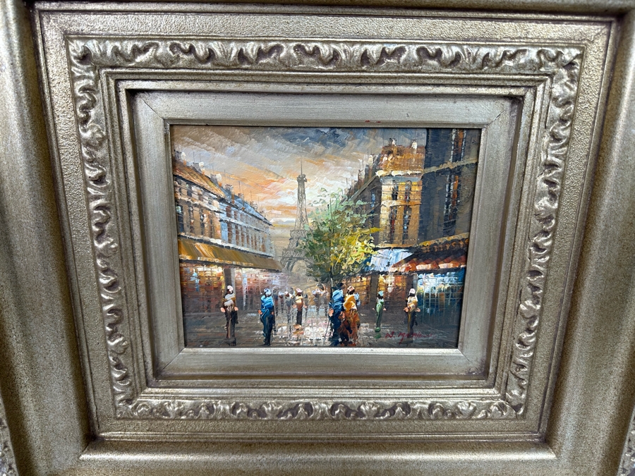 Original Parisian Painting On Canvas Signed W. Matthews 10 X 8 Framed [Photo 5]