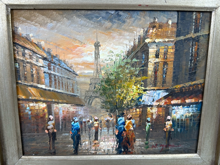Original Parisian Painting On Canvas Signed W. Matthews 10 X 8 Framed [Photo 7]
