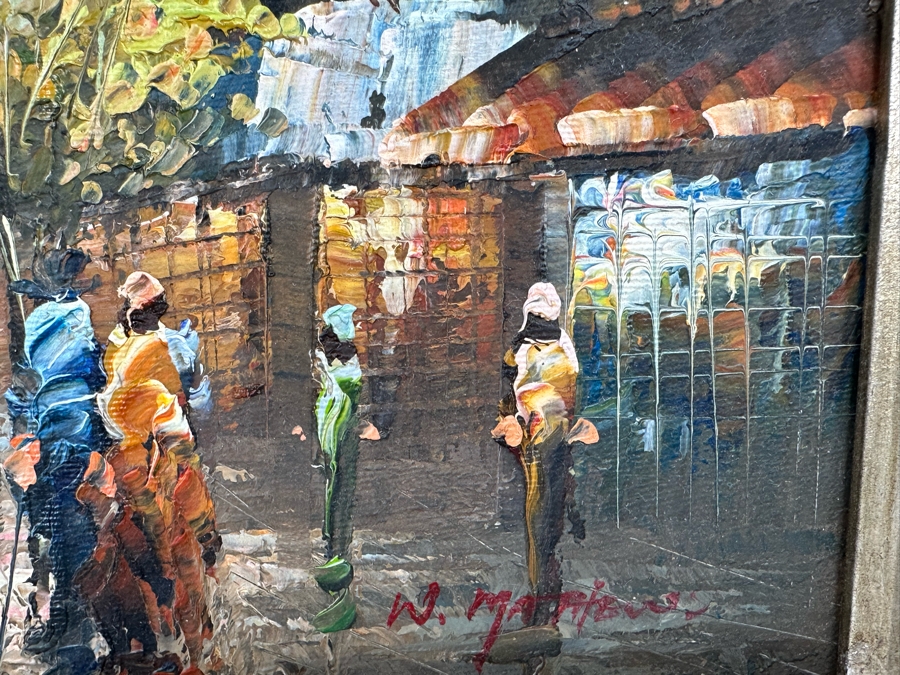Original Parisian Painting On Canvas Signed W. Matthews 10 X 8 Framed [Photo 9]
