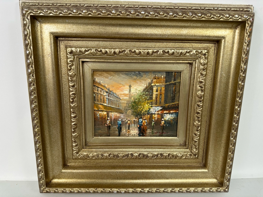 Original Parisian Painting On Canvas Signed W. Matthews 10 X 8 Framed [Photo 3]