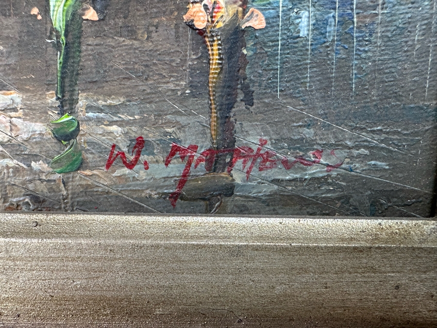 Original Parisian Painting On Canvas Signed W. Matthews 10 X 8 Framed [Photo 8]