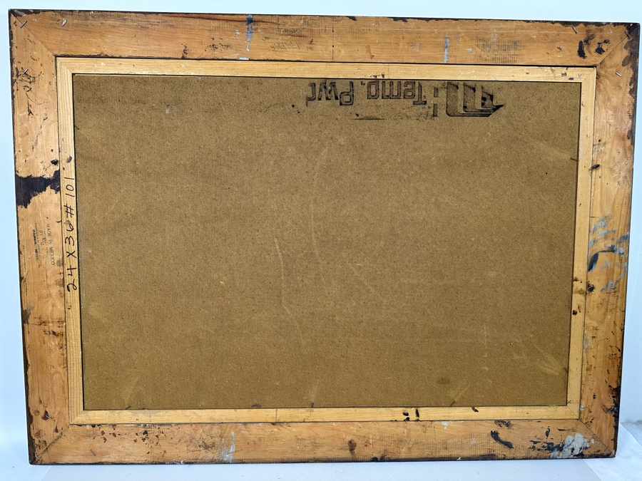 Original Coastal Landscape Painting With Ships On Board Signed Pippa 36 X 24 Framed 44 X 32 [Photo 17]