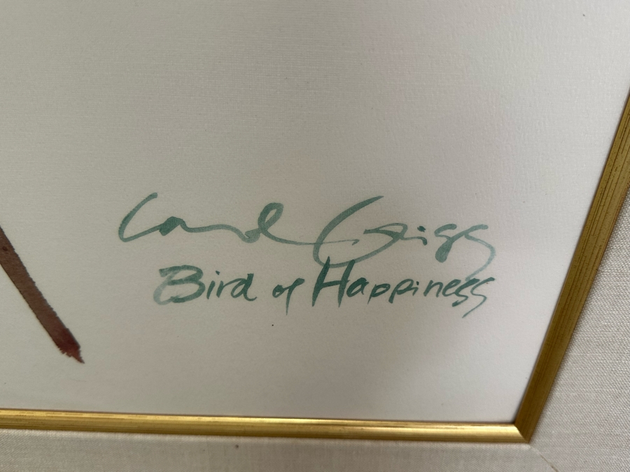 Pair Of Carol Grigg Crane Prints In Wooden Bamboo Motif Frames 31.5 X 43.5 [Photo 7]