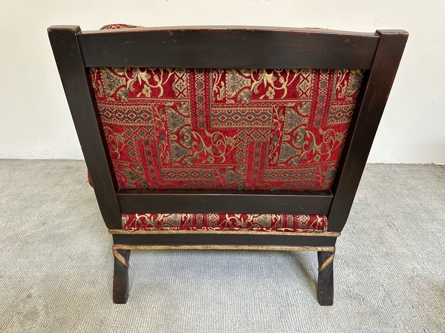 Large Upholstered Wooden Armchair 33W X 34D X 34H With Matching Ottoman 34W X 20D X 19H [Photo 8]