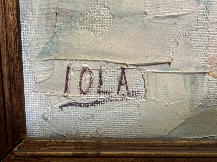 Large Original Impressionist Cityscape Shoreline Painting On Board 48 X 24 Framed 57 X 33 [Photo 9]