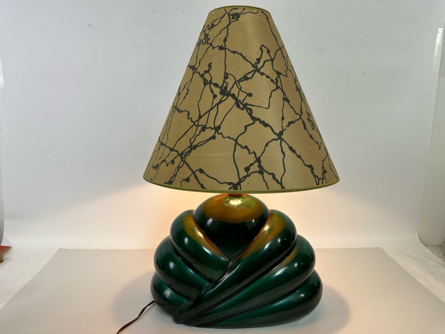 Mid-Century Lamp With Period Lamp Shade (Shade Is Damaged) 15W X 9D X 26H [Photo 3]