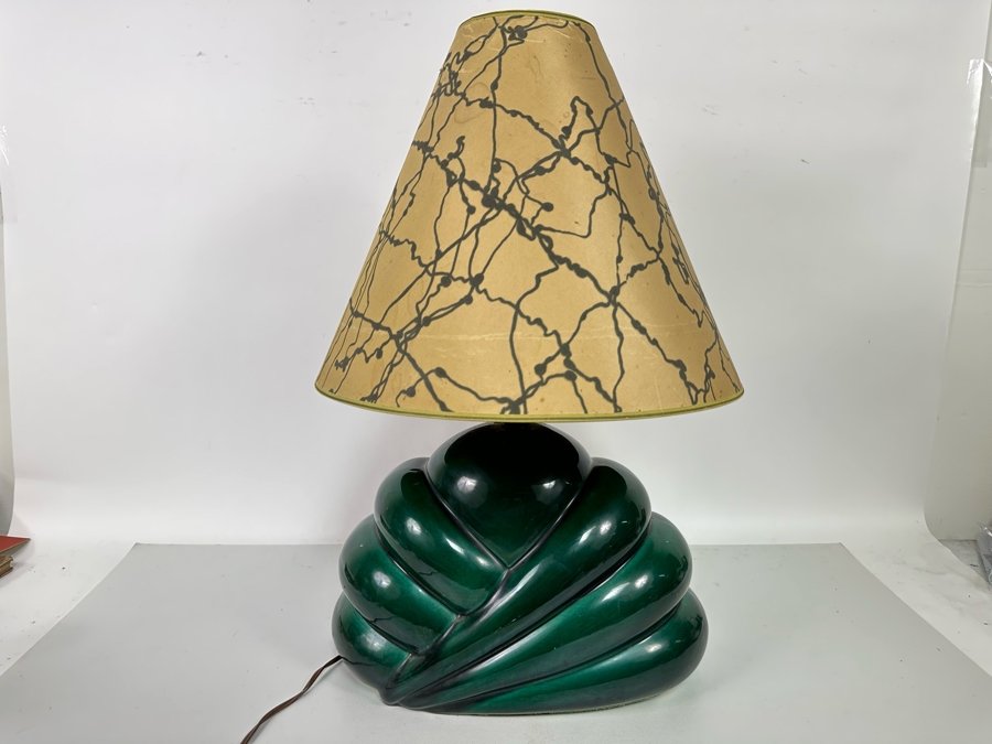 Mid-Century Lamp With Period Lamp Shade (Shade Is Damaged) 15W X 9D X 26H [Photo 2]