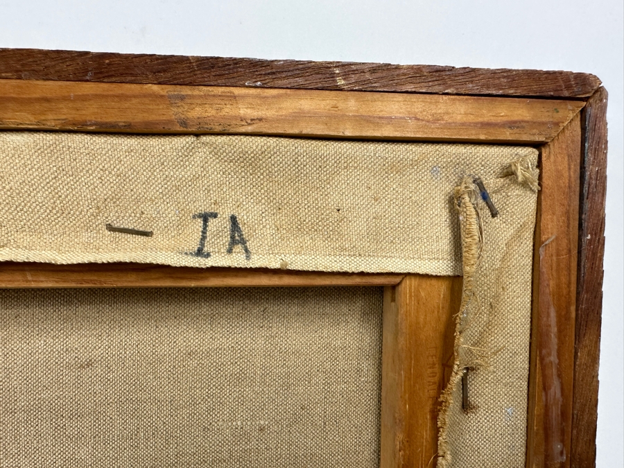 Original Mid-Century Painting On Canvas Of Women's Softball Players Signed LRF Framed 34 X 18 Framed 36 X 20 Signed LRF [Photo 14]